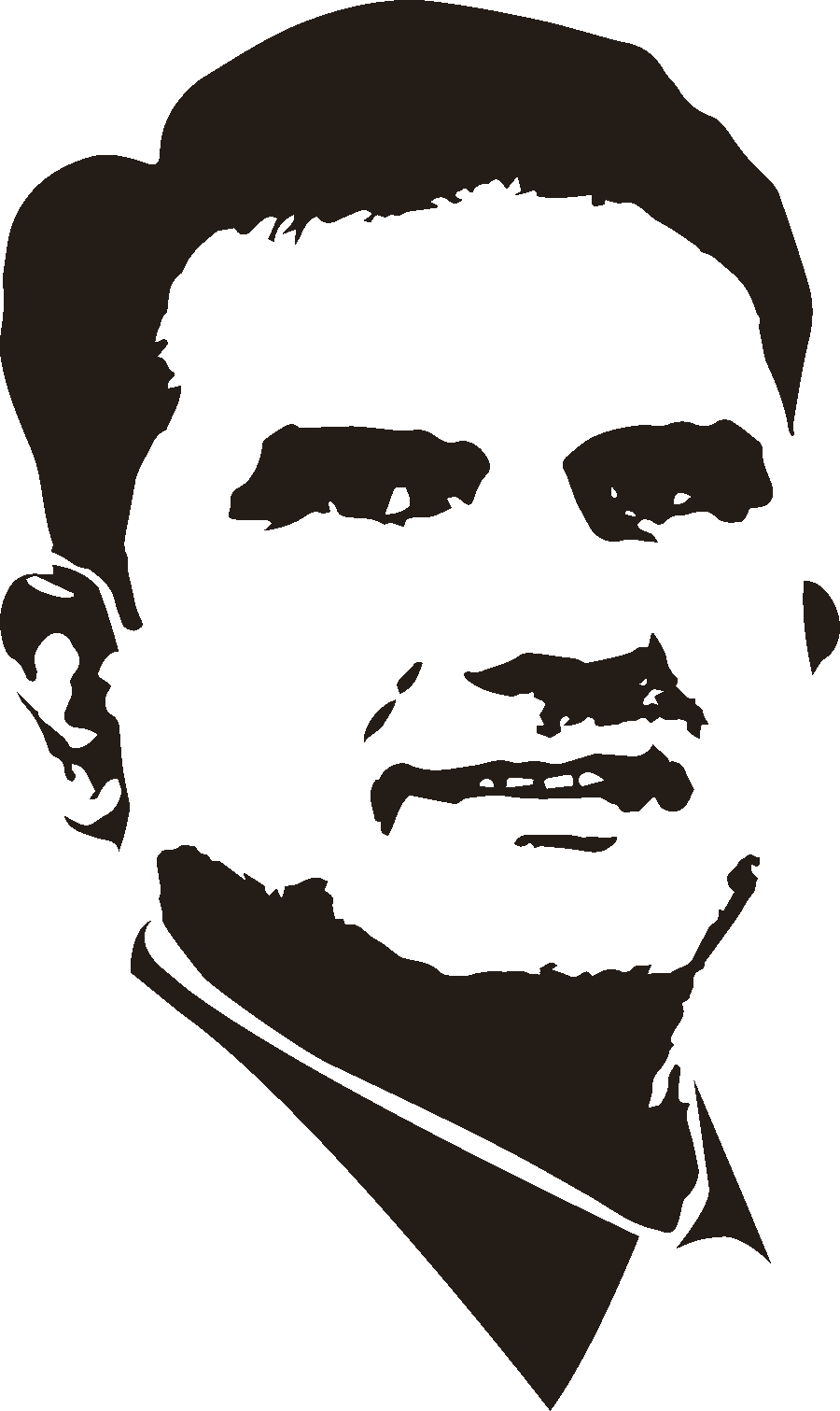 Stencil portrait of the founder of Monty's Pizza