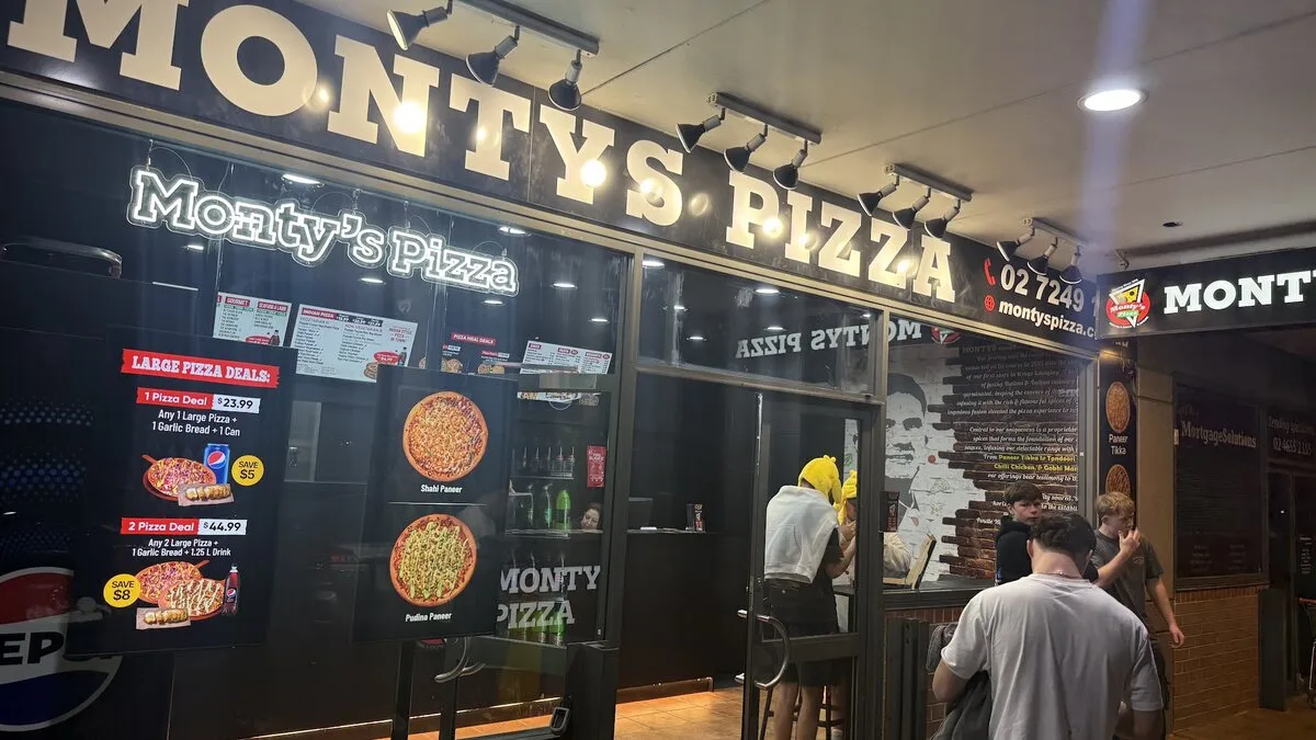 Shopfront of Monty's Pizza Camden